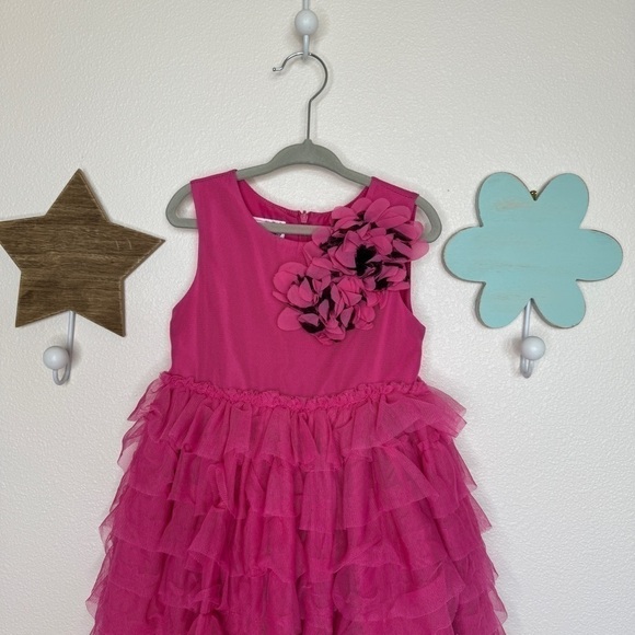 Pippa and Julie Tiered Tulle Hot Pink Barbie Dress Girls 4 - Picture 5 of 10